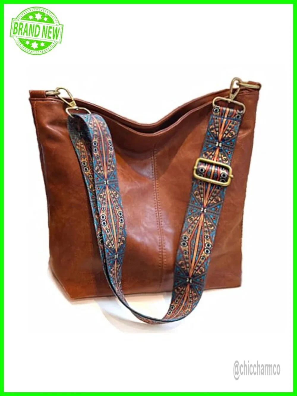 Vegan Leather Hobo Crossbody Bag Guitar Strap Shoulder Purse